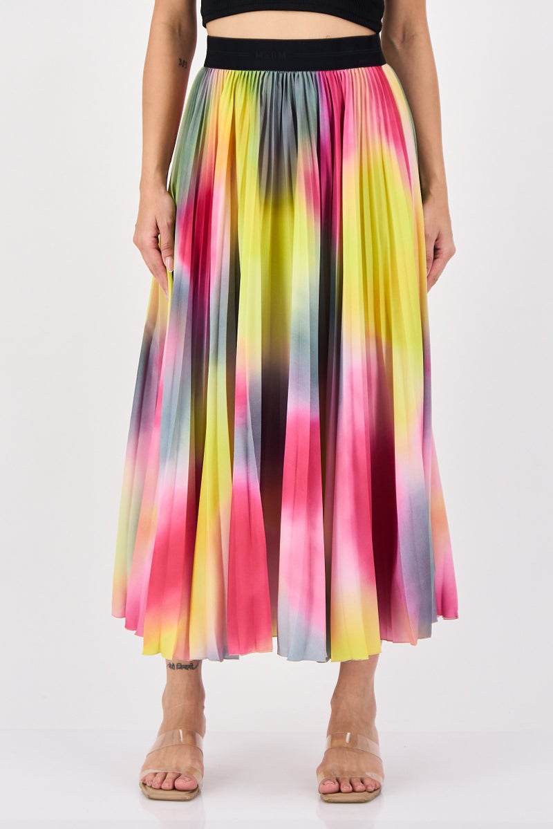 MSGM Women Pleated Pleated Skirt, Multicolor - Image 1